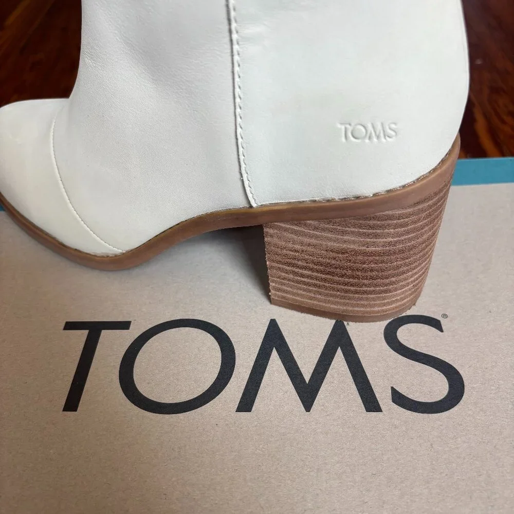 NIB Toms Evelyn Heeled Boot in Light Sand Leather, Size 8.5 - Picture 7 of 8